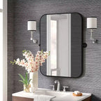 Miroir mural pivotant rectangulaire PexFix avec cadre en métal pour salle de bain