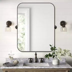 Miroir mural pivotant rectangulaire PexFix avec cadre en métal pour salle de bain