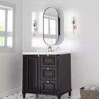 PexFix Oval 38x22 Metal Recessed/Surface Mount Medicine Cabinet with Mirror Black
