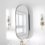 Armoire à pharmacie ovale PexFix 38x22 en métal encastrée/en surface avec miroir noir