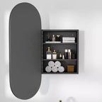 Armoire à pharmacie ovale PexFix 38x22 en métal encastrée/en surface avec miroir noir