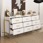 Commode Hitow moderne à 9 tiroirs, design avec cadre en métal