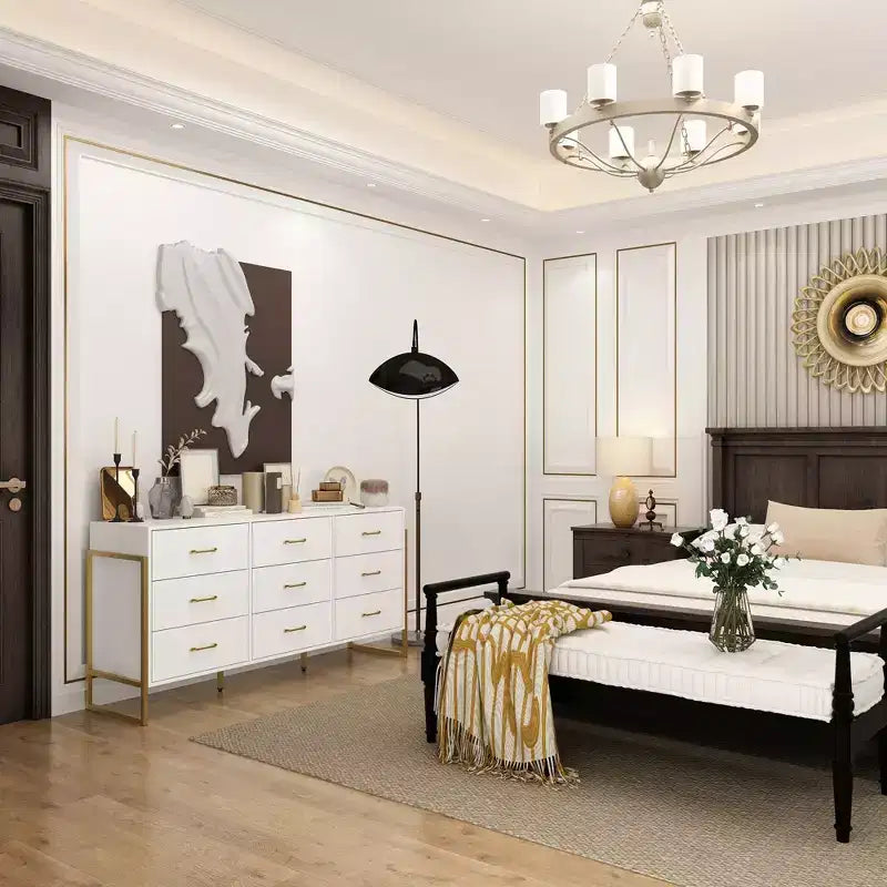 Commode Hitow moderne à 9 tiroirs, design avec cadre en métal