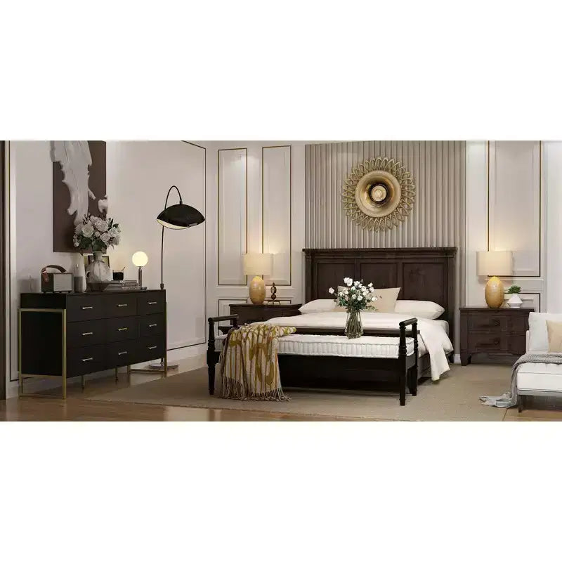 Commode Hitow moderne à 9 tiroirs, design avec cadre en métal