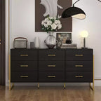 Hitow Modern Large 9 Drawer Dresser Metal Frame Design Chest of Drawers