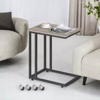 Table d'appoint en C, table d'appoint pour plateau TV, plateau TV en forme de C avec cadre en métal, roulettes, tables TV pour salon, pour manger, plateau de lit