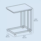 Table d'appoint en C, table d'appoint pour plateau TV, plateau TV en forme de C avec cadre en métal, roulettes, tables TV pour salon, pour manger, plateau de lit