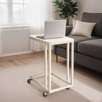 Table d'appoint en C, table d'appoint pour plateau TV, plateau TV en forme de C avec cadre en métal, roulettes, tables TV pour salon, pour manger, plateau de lit