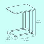 Table d'appoint en C, table d'appoint pour plateau TV, plateau TV en forme de C avec cadre en métal, roulettes, tables TV pour salon, pour manger, plateau de lit