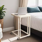 C Shaped End Table TV Tray End Table, C Shaped TV Tray With Metal Frame Rolling Casters TV Tables For Living Room For Eating Bed Table Tray