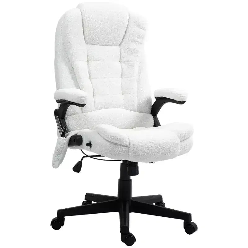Fauteuil de bureau massant Vinsetto 6 points avec fonction chauffante, fauteuil de bureau de direction à haut dossier en velours avec dossier inclinable et accoudoirs