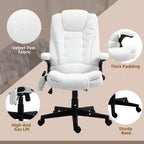 Fauteuil de bureau massant Vinsetto 6 points avec fonction chauffante, fauteuil de bureau de direction à haut dossier en velours avec dossier inclinable et accoudoirs