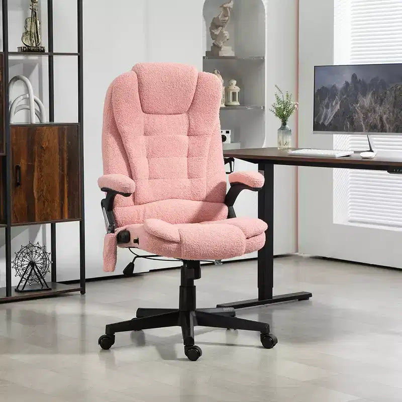 Fauteuil de bureau massant Vinsetto 6 points avec fonction chauffante, fauteuil de bureau de direction à haut dossier en velours avec dossier inclinable et accoudoirs
