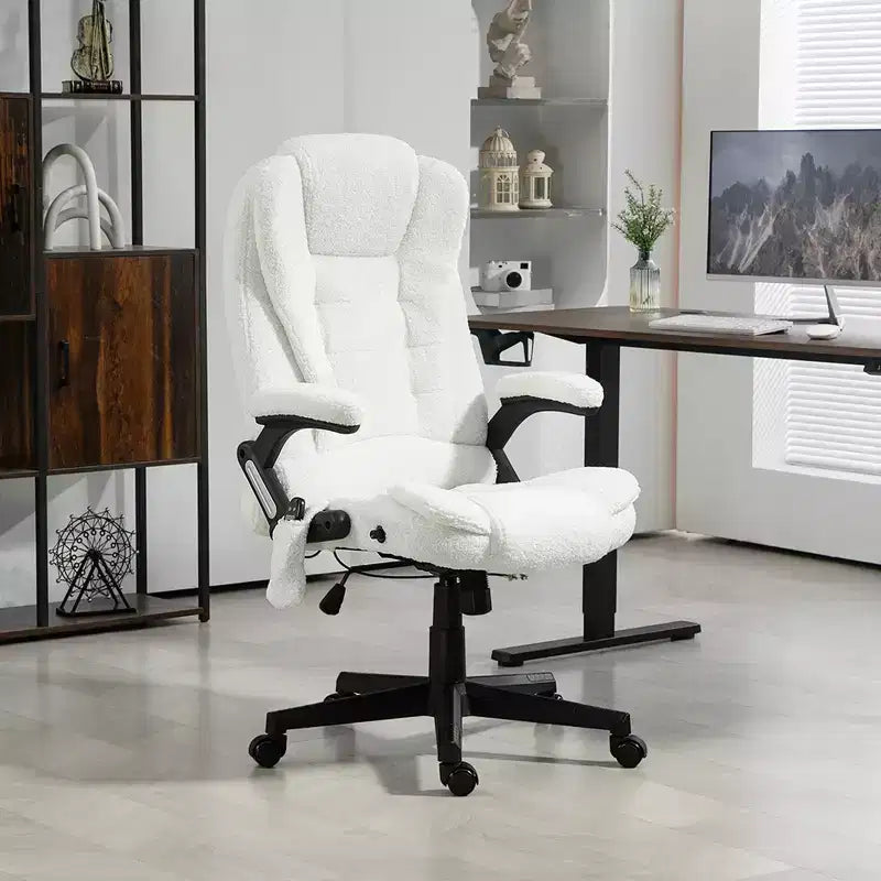 Fauteuil de bureau massant Vinsetto 6 points avec fonction chauffante, fauteuil de bureau de direction à haut dossier en velours avec dossier inclinable et accoudoirs