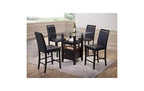 Kings Brand Furniture - Table à manger hauteur comptoir avec dessus en verre et rangement, finition cappuccino