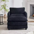 Hyleory 41.34 fauteuil rond en polaire surdimensionné, fauteuil de salon avec ottoman et grande assise, fauteuil moderne pour chambre à coucher et salon