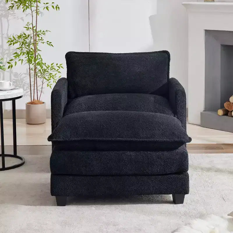 Hyleory 41.34 fauteuil rond en polaire surdimensionné, fauteuil de salon avec ottoman et grande assise, fauteuil moderne pour chambre à coucher et salon