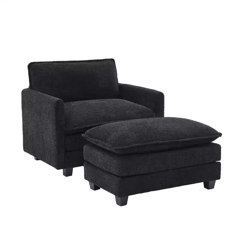 Hyleory 41.34 fauteuil rond en polaire surdimensionné, fauteuil de salon avec ottoman et grande assise, fauteuil moderne pour chambre à coucher et salon