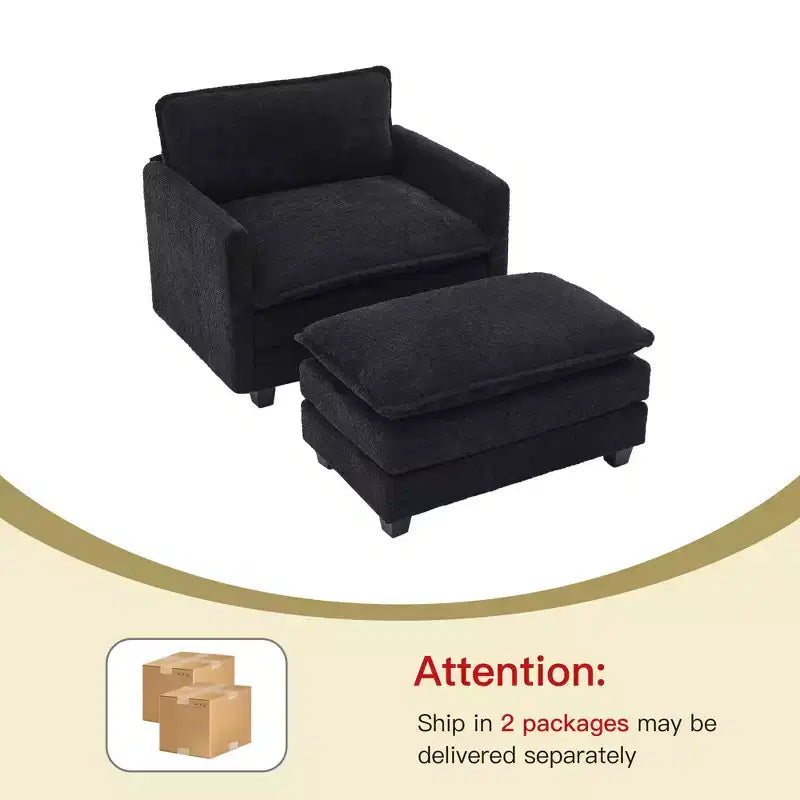 Hyleory 41.34 fauteuil rond en polaire surdimensionné, fauteuil de salon avec ottoman et grande assise, fauteuil moderne pour chambre à coucher et salon
