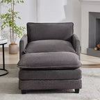 Hyleory 41.34 fauteuil rond en polaire surdimensionné, fauteuil de salon avec ottoman et grande assise, fauteuil moderne pour chambre à coucher et salon