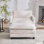 Hyleory 41.34 fauteuil rond en polaire surdimensionné, fauteuil de salon avec ottoman et grande assise, fauteuil moderne pour chambre à coucher et salon