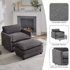 Hyleory 41.34 fauteuil rond en polaire surdimensionné, fauteuil de salon avec ottoman et grande assise, fauteuil moderne pour chambre à coucher et salon