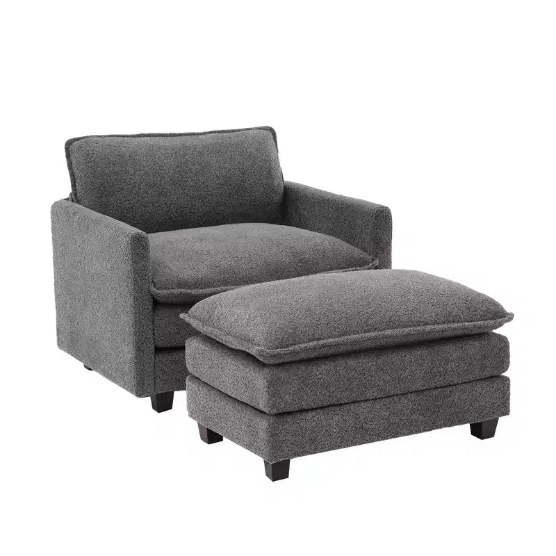 Hyleory 41.34 fauteuil rond en polaire surdimensionné, fauteuil de salon avec ottoman et grande assise, fauteuil moderne pour chambre à coucher et salon