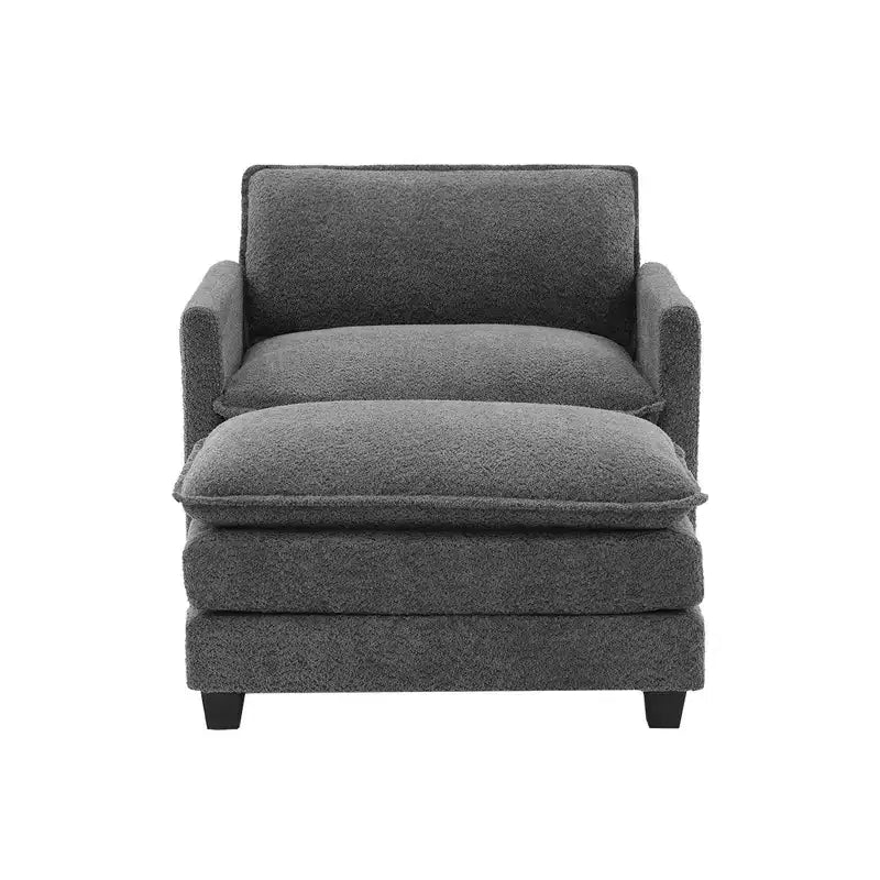 Hyleory 41.34 fauteuil rond en polaire surdimensionné, fauteuil de salon avec ottoman et grande assise, fauteuil moderne pour chambre à coucher et salon