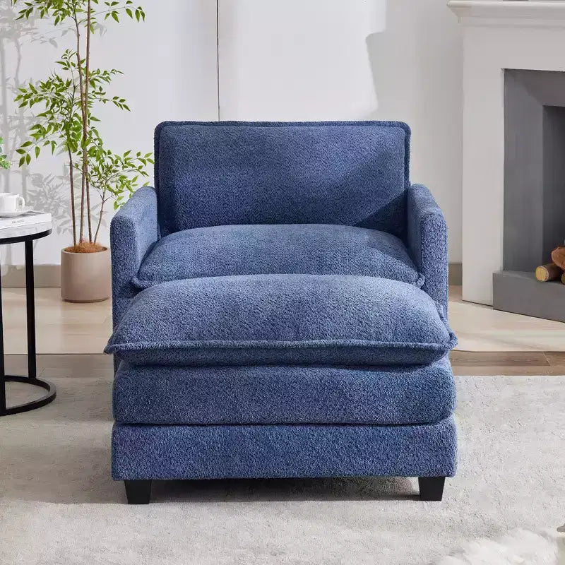 Hyleory 41.34 fauteuil rond en polaire surdimensionné, fauteuil de salon avec ottoman et grande assise, fauteuil moderne pour chambre à coucher et salon