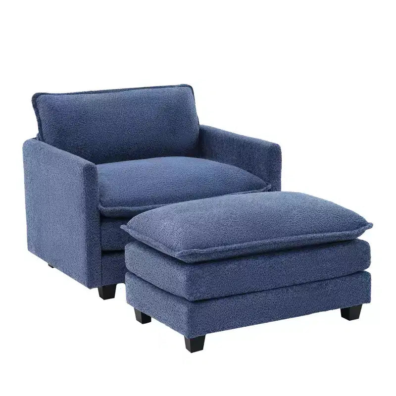 Hyleory 41.34 fauteuil rond en polaire surdimensionné, fauteuil de salon avec ottoman et grande assise, fauteuil moderne pour chambre à coucher et salon