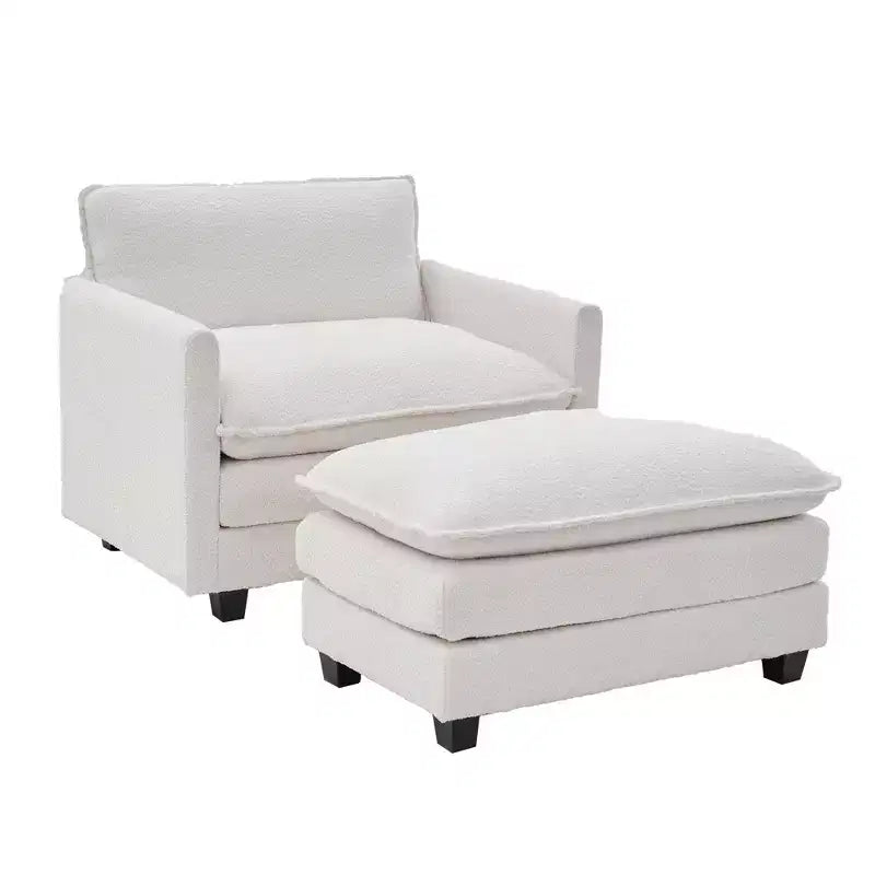 Hyleory 41.34 fauteuil rond en polaire surdimensionné, fauteuil de salon avec ottoman et grande assise, fauteuil moderne pour chambre à coucher et salon
