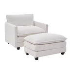 Hyleory 41.34 fauteuil rond en polaire surdimensionné, fauteuil de salon avec ottoman et grande assise, fauteuil moderne pour chambre à coucher et salon