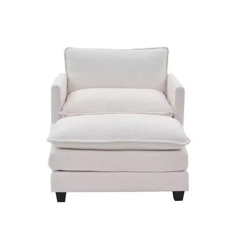 Hyleory 41.34 fauteuil rond en polaire surdimensionné, fauteuil de salon avec ottoman et grande assise, fauteuil moderne pour chambre à coucher et salon