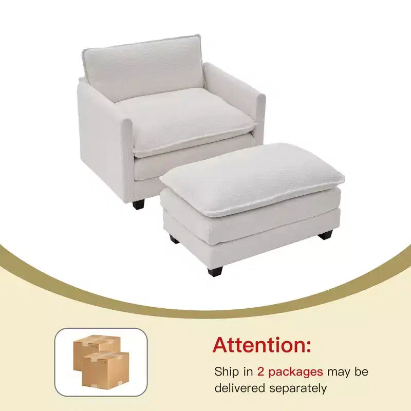 Hyleory 41.34 fauteuil rond en polaire surdimensionné, fauteuil de salon avec ottoman et grande assise, fauteuil moderne pour chambre à coucher et salon