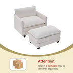 Hyleory 41.34 fauteuil rond en polaire surdimensionné, fauteuil de salon avec ottoman et grande assise, fauteuil moderne pour chambre à coucher et salon