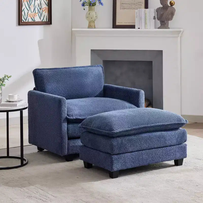 Hyleory 41.34 fauteuil rond en polaire surdimensionné, fauteuil de salon avec ottoman et grande assise, fauteuil moderne pour chambre à coucher et salon