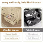 Commode 6 tiroirs pour chambre, commode de 119 cm de large, commode large avec rangement sur pied, commode de rangement en bois pour chambre, Noyer