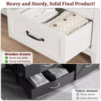 Commode 6 tiroirs pour chambre, commode de 119 cm de large, commode large avec rangement sur pied, commode de rangement en bois pour chambre, Noyer