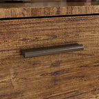 Hitow Meuble de cuisine en bois avec buffet, portes métalliques, 3 tiroirs, étagère, plan de travail