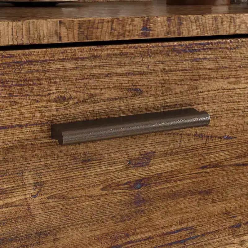 Hitow Meuble de cuisine en bois avec buffet, portes métalliques, 3 tiroirs, étagère, plan de travail
