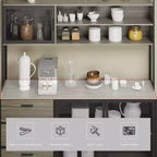 Hitow Meuble de cuisine en bois avec buffet, portes métalliques, 3 tiroirs, étagère, plan de travail