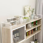 Hitow Meuble de cuisine en bois avec buffet, portes métalliques, 3 tiroirs, étagère, plan de travail