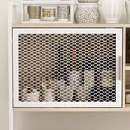 Hitow Meuble de cuisine en bois avec buffet, portes métalliques, 3 tiroirs, étagère, plan de travail
