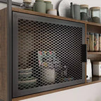 Hitow Meuble de cuisine en bois avec buffet, portes métalliques, 3 tiroirs, étagère, plan de travail