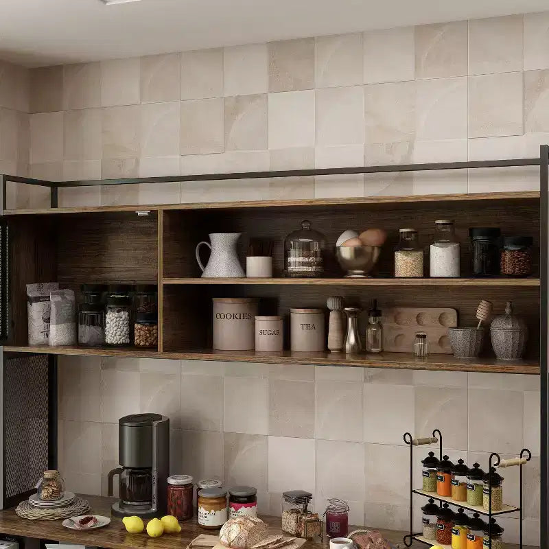 Hitow Meuble de cuisine en bois avec buffet, portes métalliques, 3 tiroirs, étagère, plan de travail