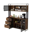 Hitow Kitchen Cabinet Wooden Buffet Sideboard Metal Door 3 Drawer Rack Worktop