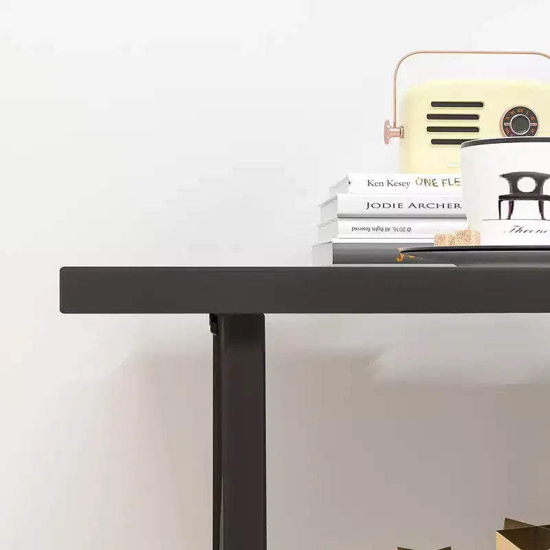VECELO Bureau Informatique Table d'Étude pour Ordinateur Portable avec 2 Étagères de Rangement