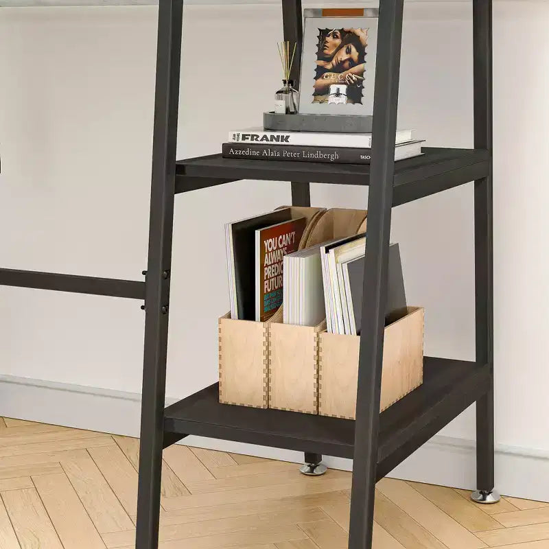 VECELO Bureau Informatique Table d'Étude pour Ordinateur Portable avec 2 Étagères de Rangement