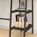 VECELO Bureau Informatique Table d'Étude pour Ordinateur Portable avec 2 Étagères de Rangement