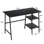 VECELO Bureau Informatique Table d'Étude pour Ordinateur Portable avec 2 Étagères de Rangement